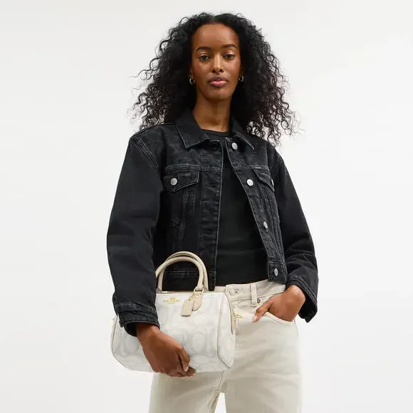 ⭐️Coach NWT Rowan Satchel In Sketch Signature Canvas / Crossbody & Gold Hardware - Picture 5 of 10